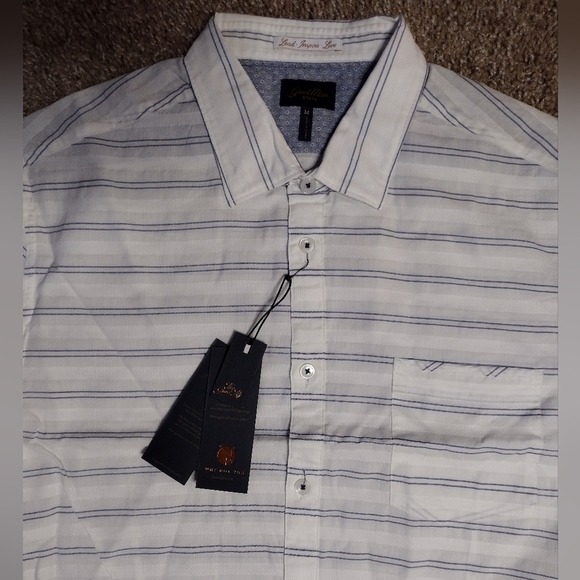 Good Man Brand White Striped Shirt Sleeve Button Down Shirt NWT - Picture 2 of 7